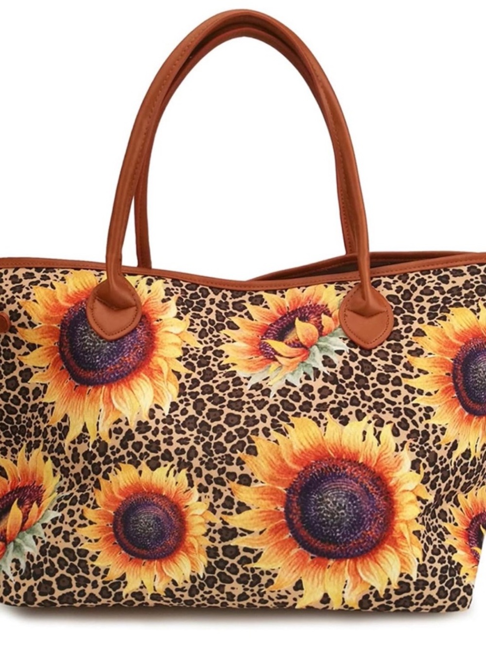 Sunflower Leopard Print Tote Bag in Brown